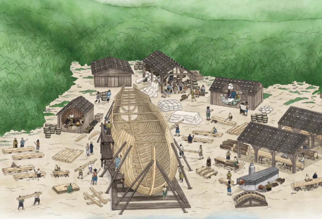 サン・ファン・バウティスタ号建造のイラスト
